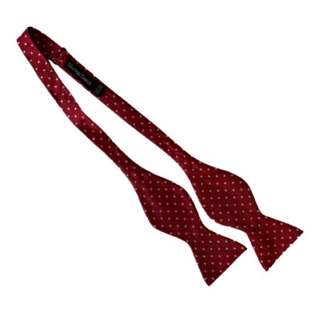 Marlon Garci Red Polka Dot Adjustable Bow Tie, 100% Silk